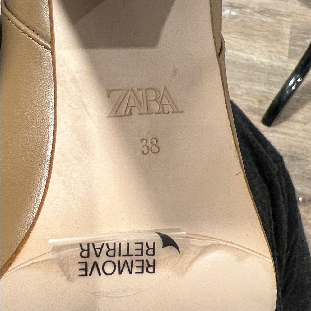 NEW ZARA Leather Knee High Heeled Camel Boots 38 Size 7.5 - Picture 9 of 10